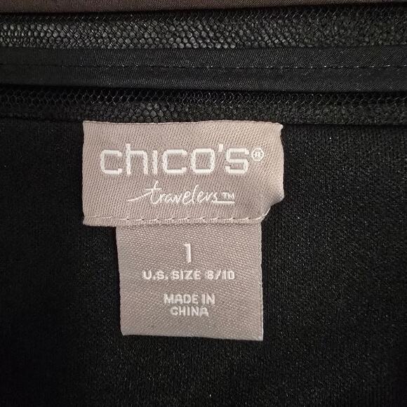 Chico’s Travelers Geometric Mesh Sheer Hook & Eye Jacket Size 1 (US 8/10) - Picture 7 of 9